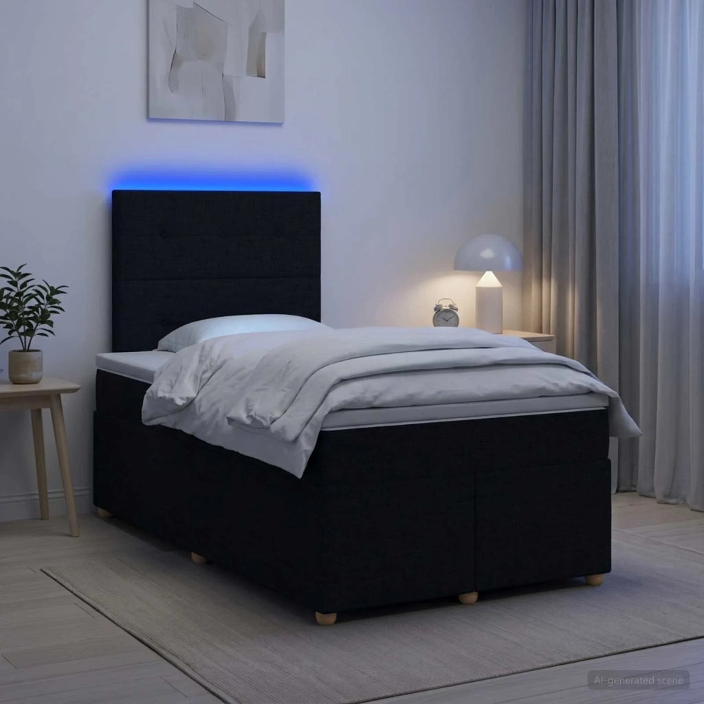 Letto box spring con materasso Nero 120 x 190 cm Tessuto 3455303