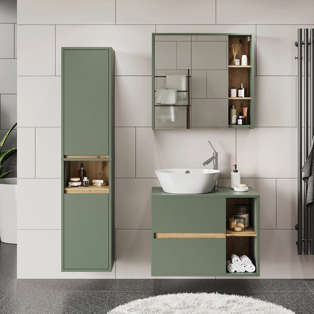 Vicco Set di mobili da bagno Verde/Artigianale 3 parti