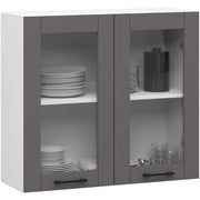 Vetrina da cucina sospesa Bianca 80 cm 2 porte Colore frontale Grigio Grafite 80x30,5x72 cm