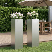 Vaso da giardino 2 pz Argento 20 x 20 x 75 cm Acciaio zincato 8005327