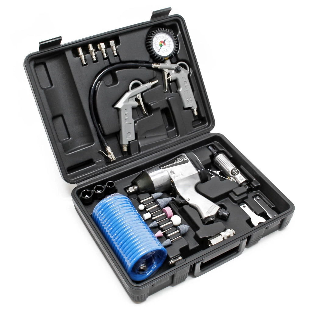 Kit accessori per compressore 27 pezzi con 4 utensili pneumatici e inserti