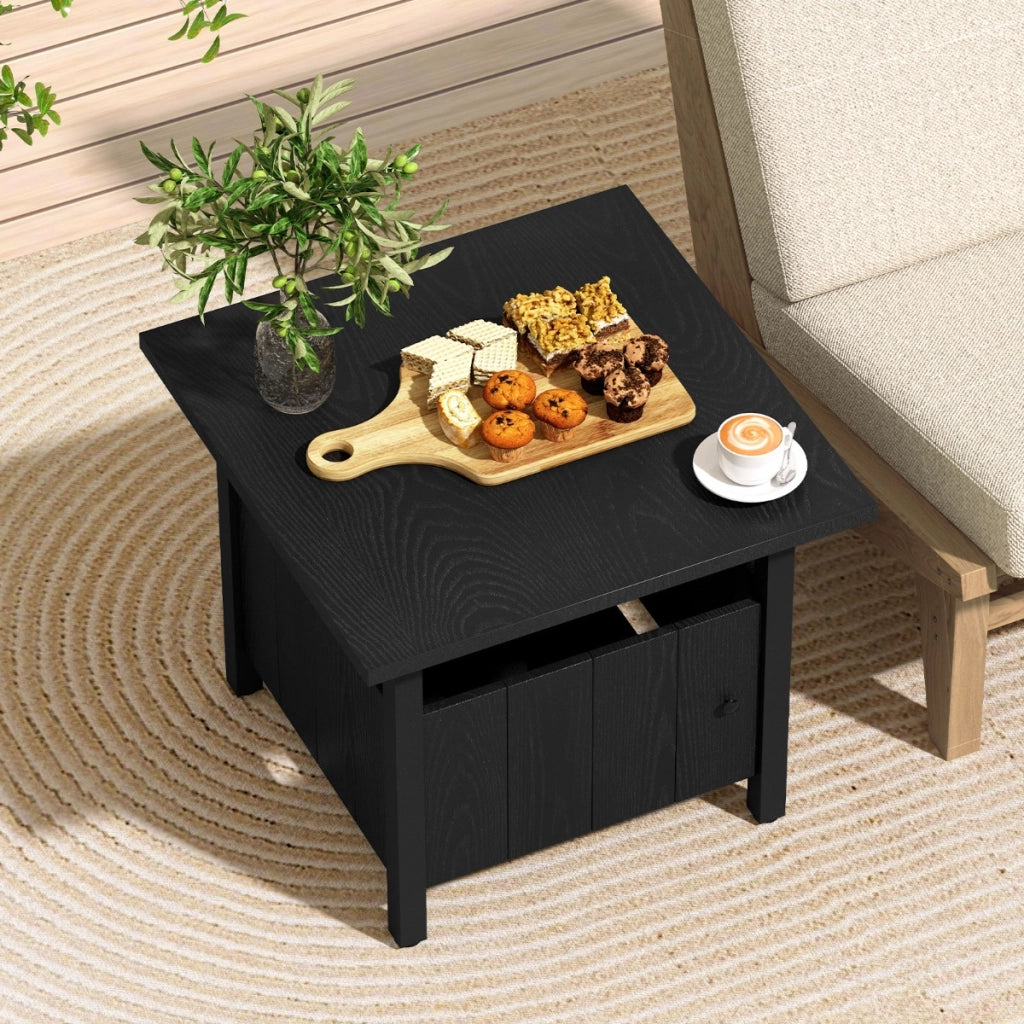 Tavolino da esterno con foro per ombrellone da 48 cm base per tavolo con 2 sacchetti di sabbia-Tavolino da esterno per giardino Nero