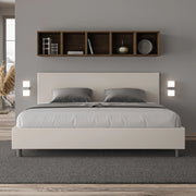 Letto imbottito Matrimoniale 200x210 cm Adele - Bianco,Similpelle,Contenitore