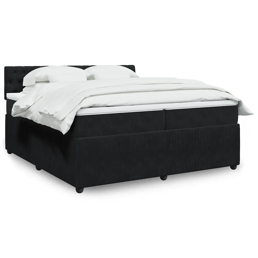 Giroletto a Molle con Materasso Nero 200x200 cm in Velluto 3290138