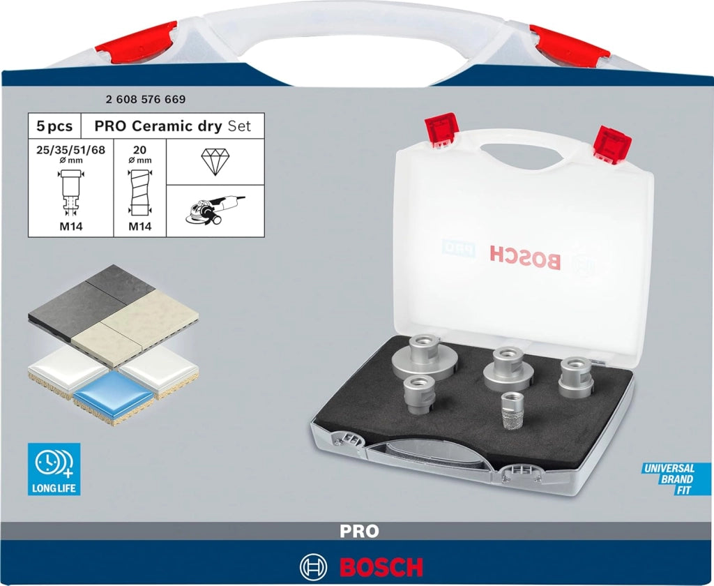 Bosch Professional Set da 5 pz. di punte diamantate a secco Dry Speed Best for Ceramic (per ceramica, accessorio per smerigliatrice angolare)