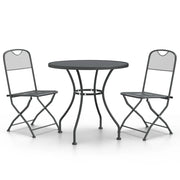 Set da Pranzo per Giardino 3pz | Set Salotto da Giardino Rete Metallica Espansa Antracite