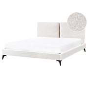 Letto matrimoniale imbottito in bouclè bianco 160 x 200 cm con rete a doghe stile moderno