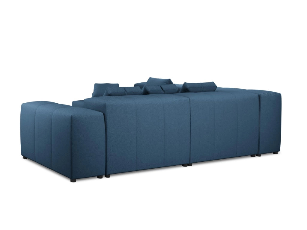 Cosmopolitan Design - Divano angolare modulare reversibile "Rome" 7 posti in tessuto strutturato blu scuro 