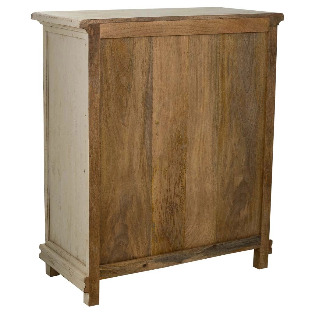 Mobile da ingresso in legno rifinito artigianalmente con 2 ante e 2 cassetti bianchi 85x40x100