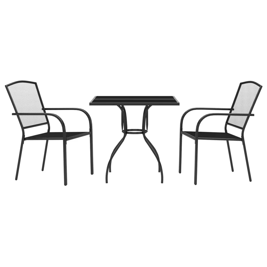 Set da pranzo da giardino mobili da esterno 3 pezzi acciaio antracite 02_0013579
