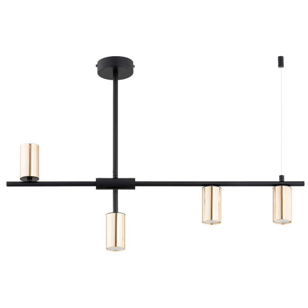 Lampada a sospensione moderna nero/oro 4xGU10 Alfa Saur