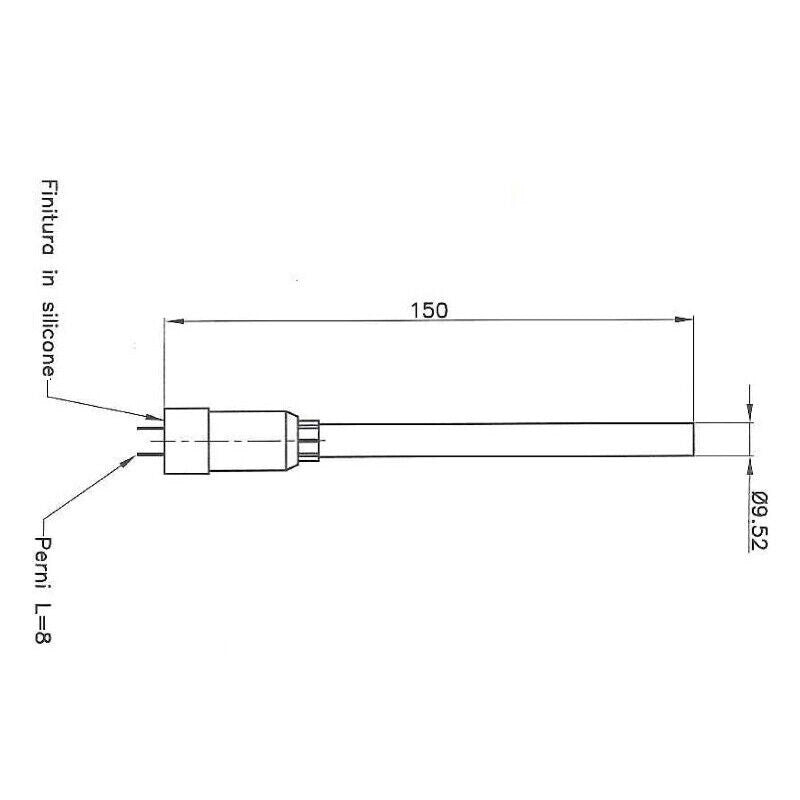 CANDELETTA RESISTENZA ACCENSIONE STUFA A PELLET L 150 W230 CON TUBO ENVIRO FIRE - UTXS012197
