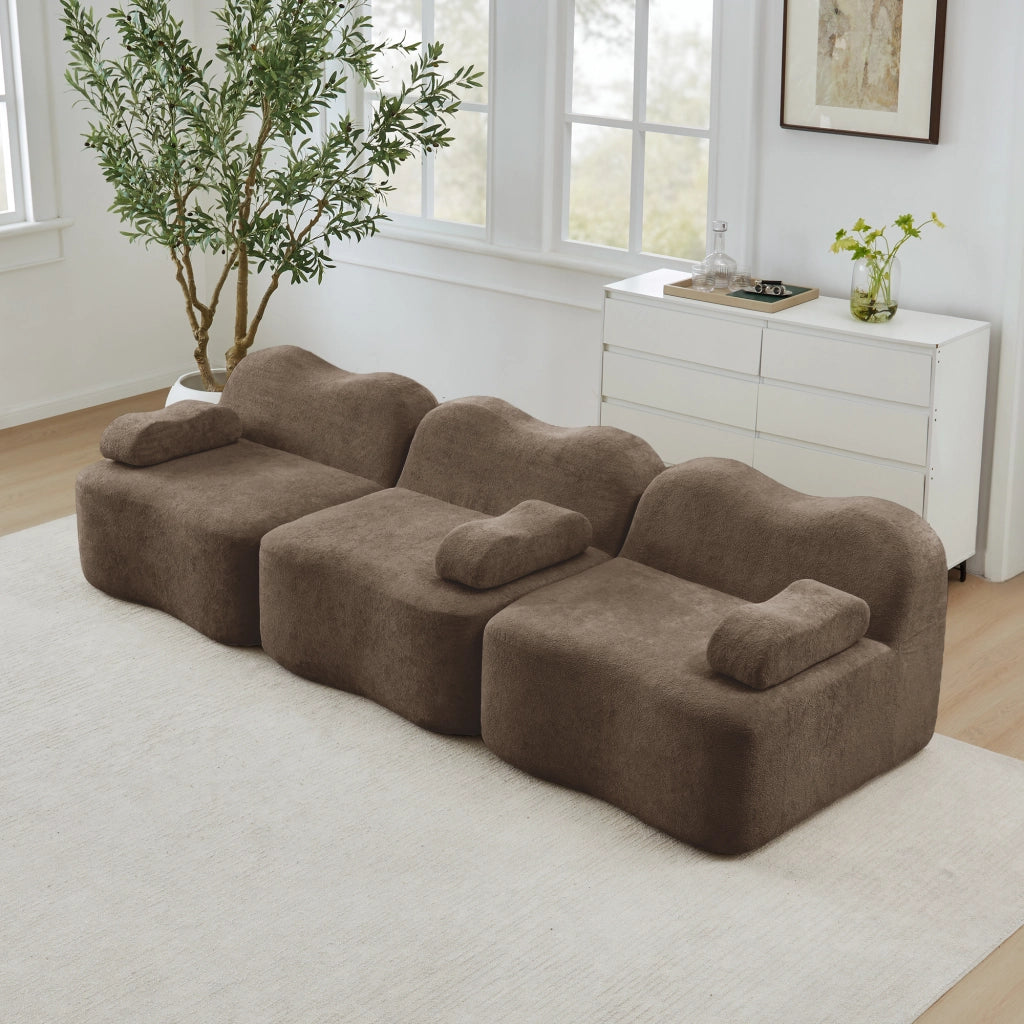 DIVANO MODULARE Angolare in Velluto Marrone