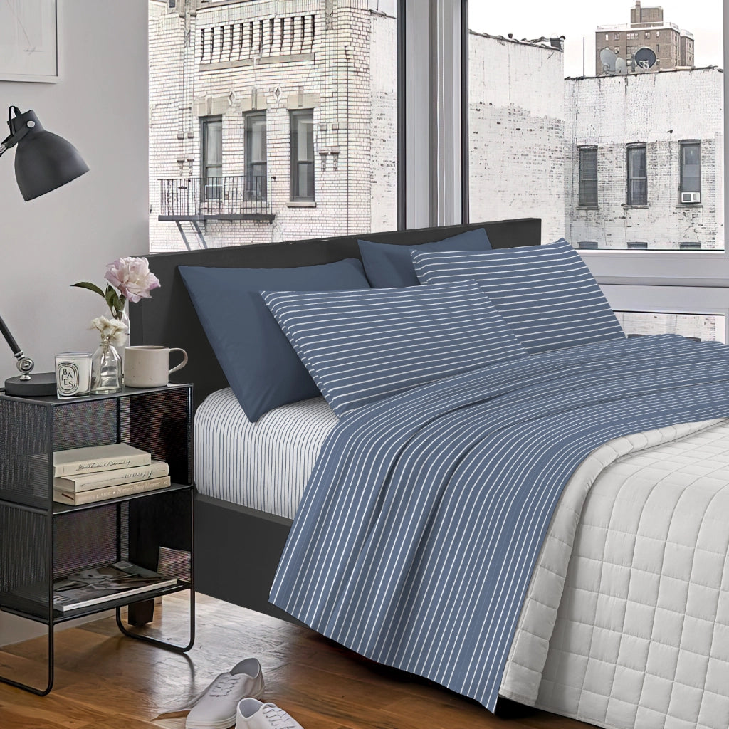 Completo Lenzuola Matrimoniale In Cotone Lenzuolo Sotto Sopra 2 Federe Certificato Oekotex Parure Letto Disegni Moderni Biancheria Di Alta Qualità Stripe Zucchero