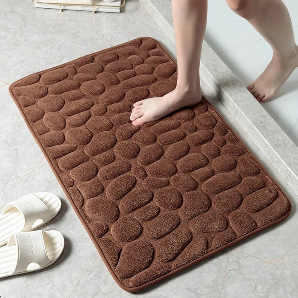TAPPETO ANTISCIVOLO BAGNO CIOTTOLI 40X60 CM- Marrone- SPIRE- pezzi 1