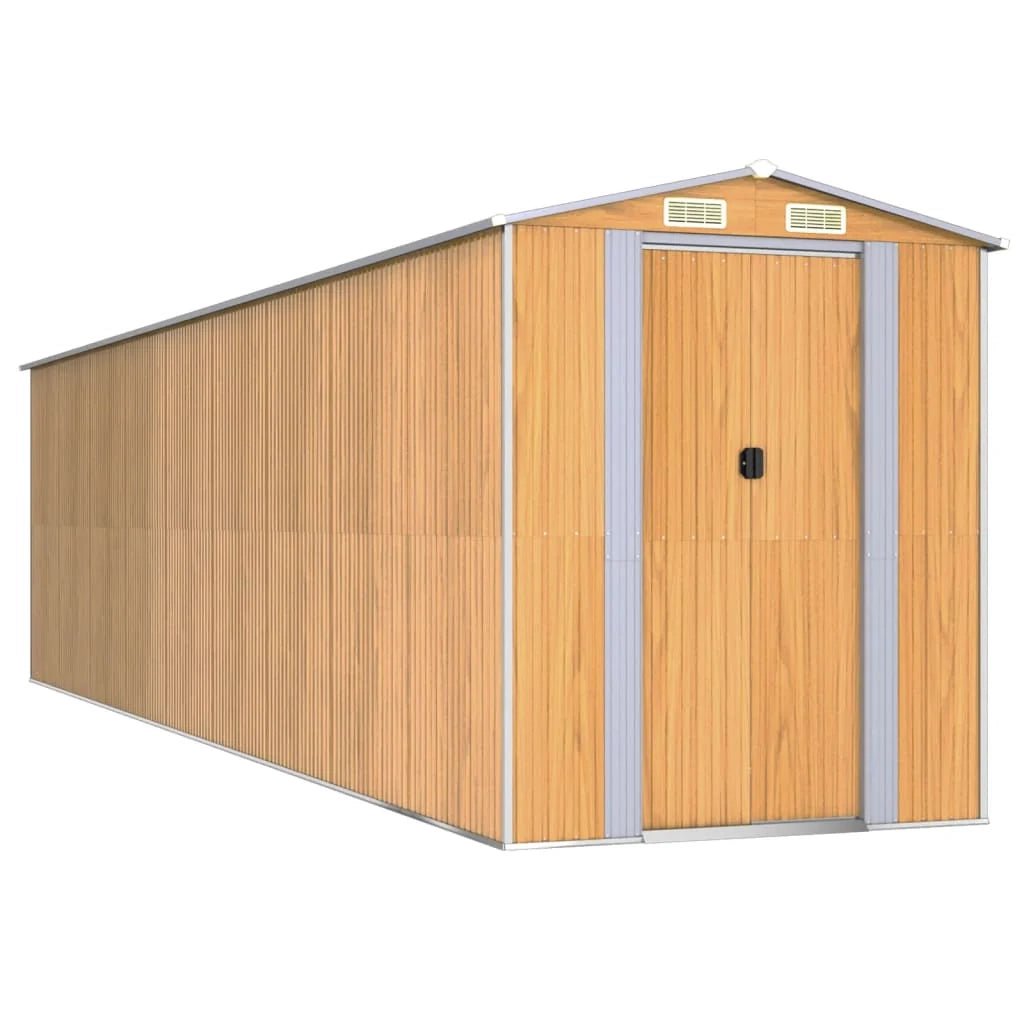 Casetta da giardino cabina ripostiglio casetta da esterno robusta casetta per attrezzi colore chiaro 192 x 772 x 223 cm acciaio zincato marrone 02_0022309