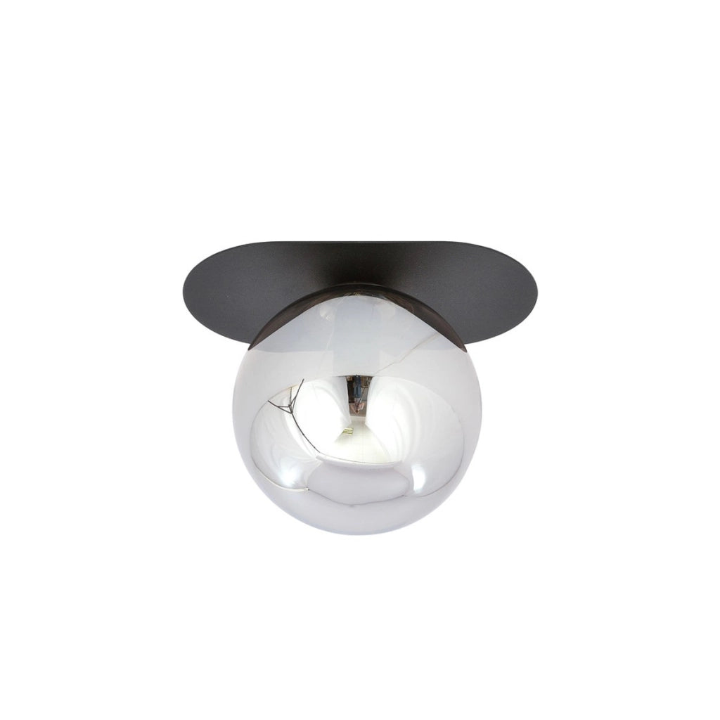 Lampada da soffitto Plaza in acciaio nero e vetro grafite
