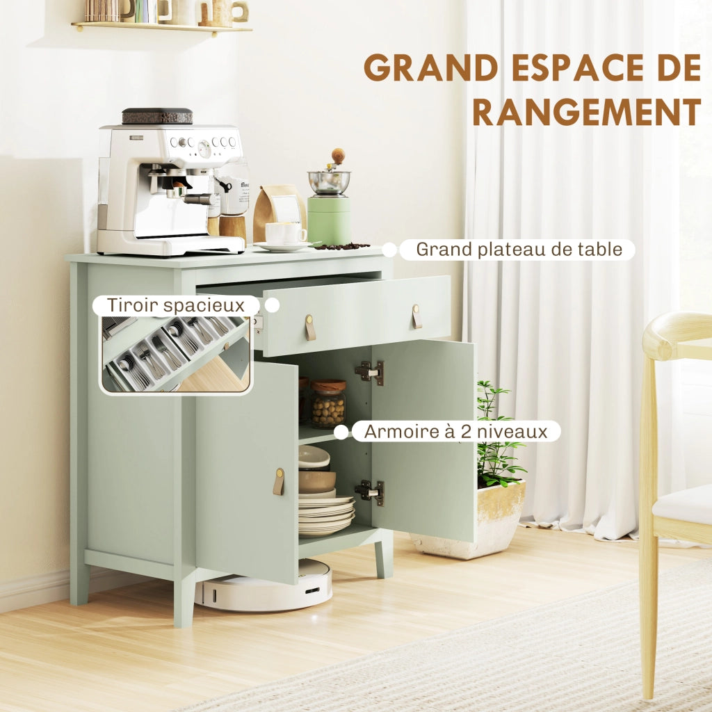 Armadio da soggiorno con cassetti e ante ¨C zephmum ¨C 80x40x90, verde chiaro