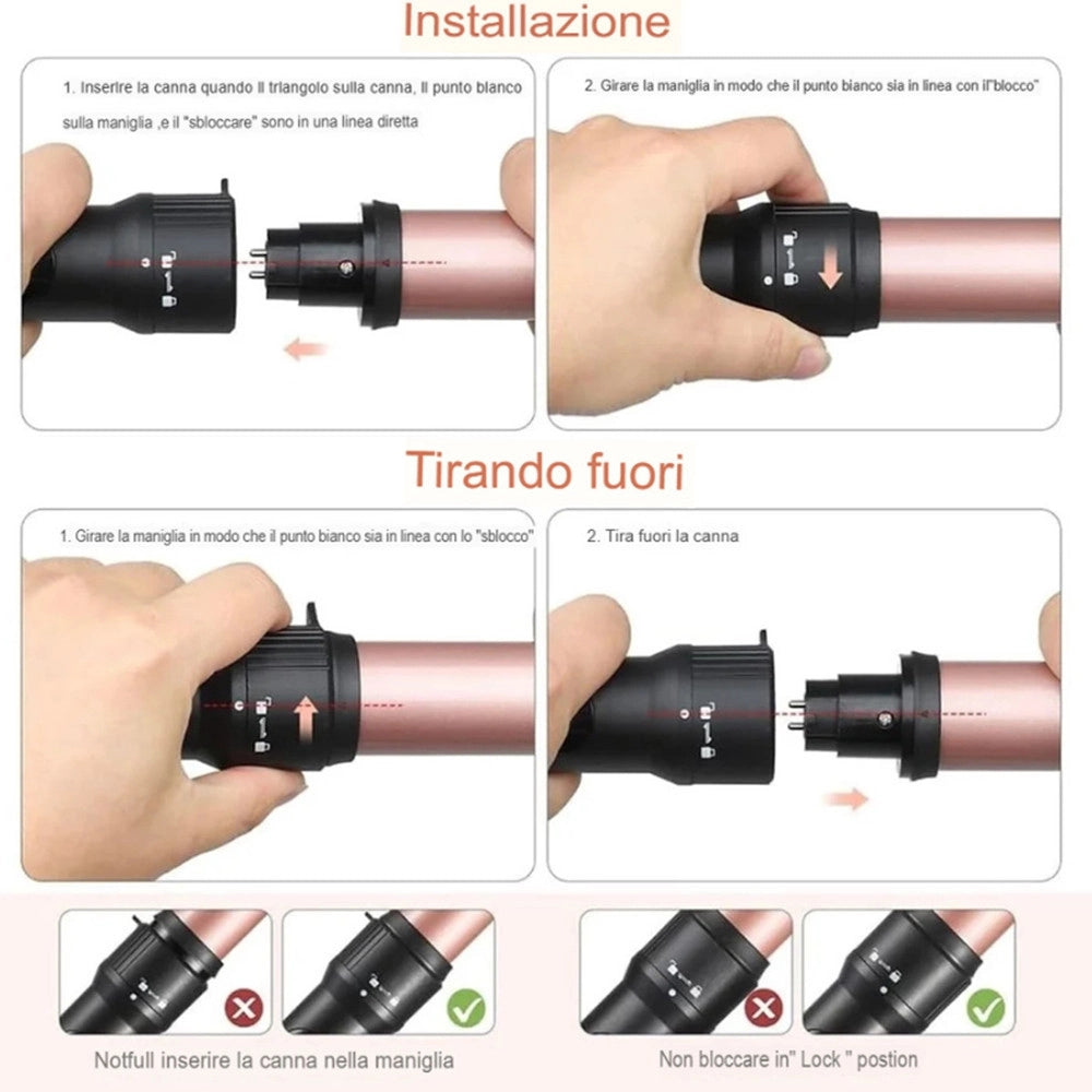 Trade Shop - Set 5 In 1 Spazzola Termica Per Capelli Accessori Intercambiabili Styling Per Casa Viaggi -