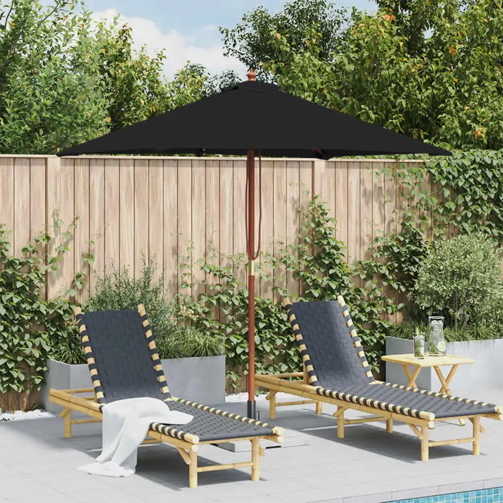 Ombrello | Parasolne da Giardino con Palo in Legno 150x200 cm Nero