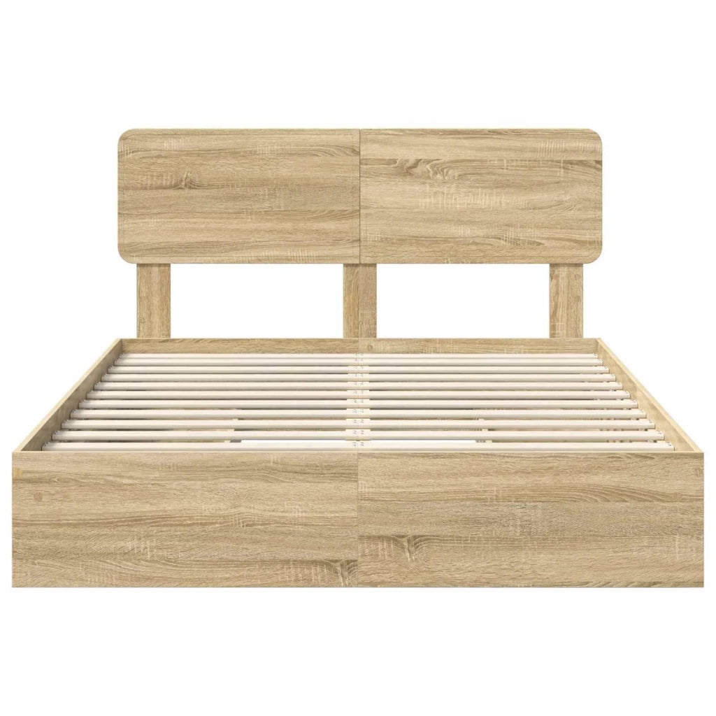Letto con Contenitore con testiera Rovere Sonoma 140 x 200 cm