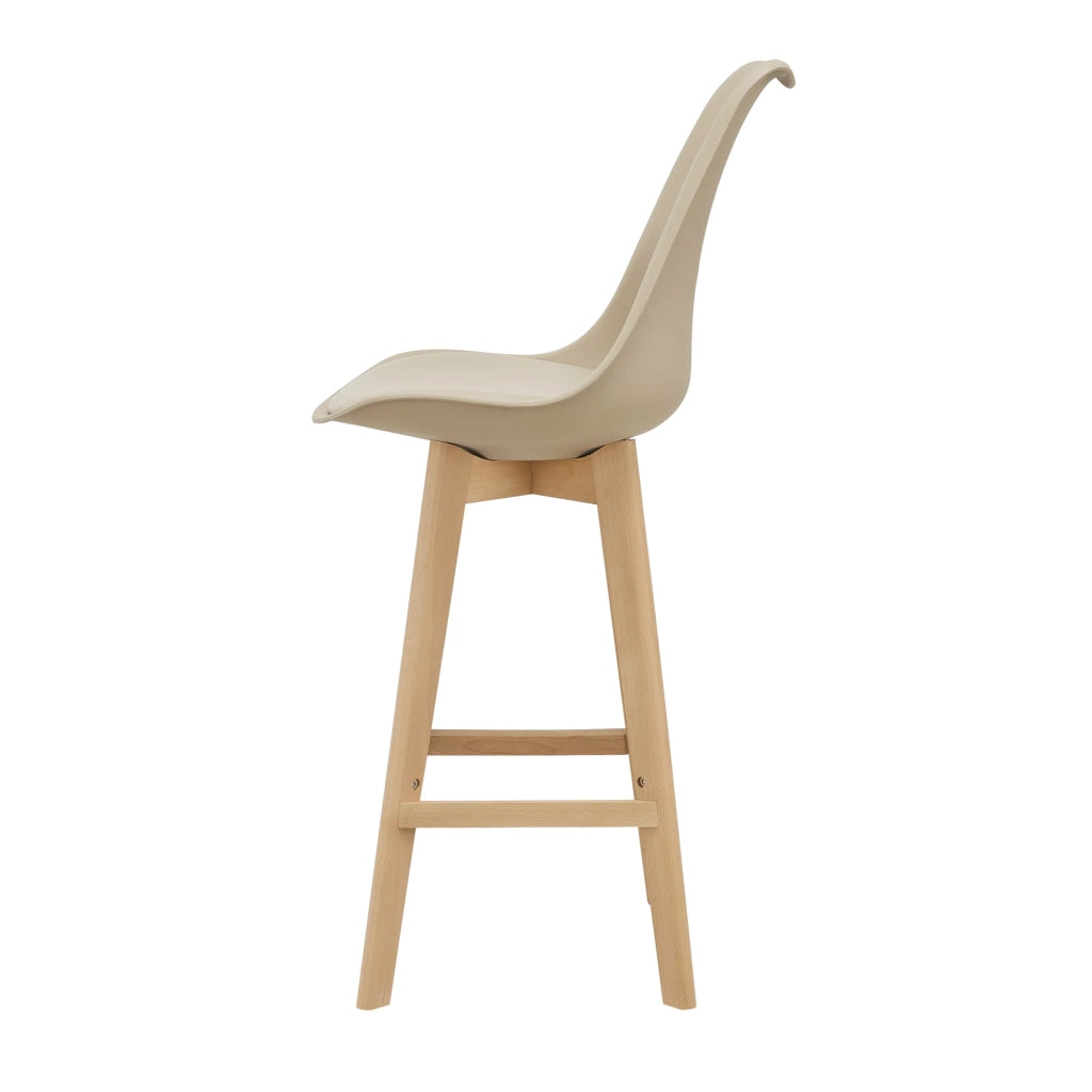 Set di 2 sgabelli da bar con seduta schienale e poggiapiedi imbottito 105 cm beige 03_0002776