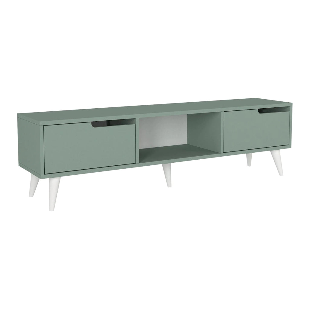 Mobile porta TV mensola per soggiorno 160 x 35 x 40 cm verde/bianco 03_0010073