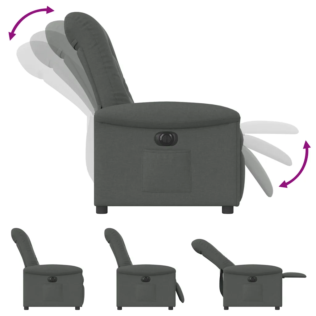 Poltrona Elettrica Reclinabile Grigio Scuro in Tessuto 3303235