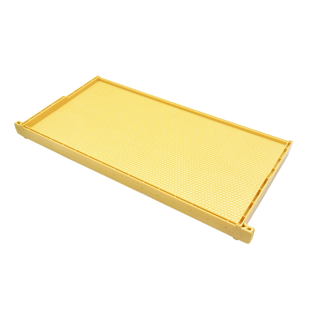 Telaio per arnia in plastica gialla, dimensioni 483x448x232 mm.