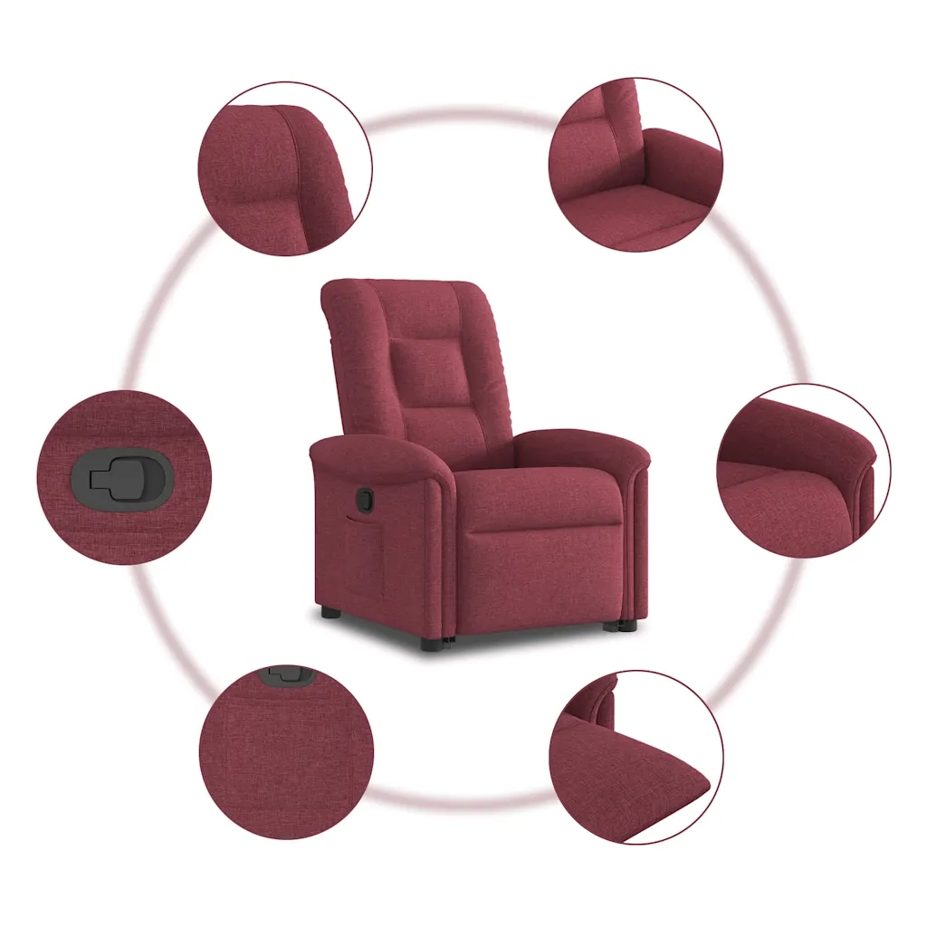 Poltrona Alzapersona Reclinabile Rosso Vino in Tessuto 3303257