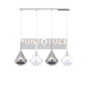 SOSPENSIONE CROMO 4 LUCI RETTANGOLARE VETRI 2X TR + 2X FU 1177CR-S4 R-TF