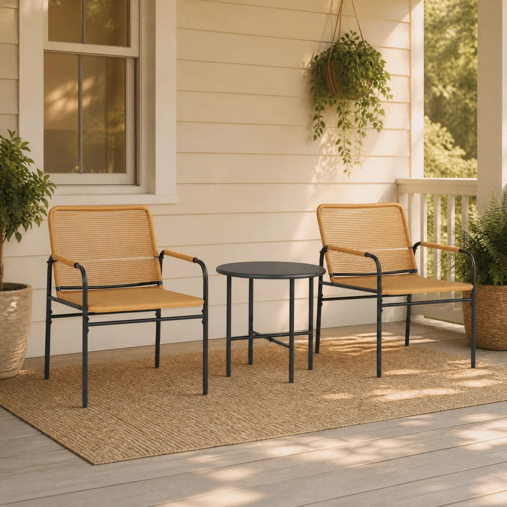 SET BISTRO RATTAN 3 PEZZI 54x66x76 cm Ø50x48 cm Giallo