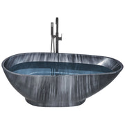 Vasca freestanding effetto marmo Nero sanitario acrilico singolo 170 x 80 cm ovale design moderno