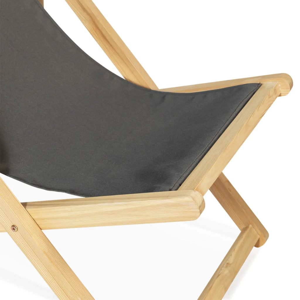 IDMarket - Set di 2 lettini pieghevoli in legno tela chilienne grigio antracite