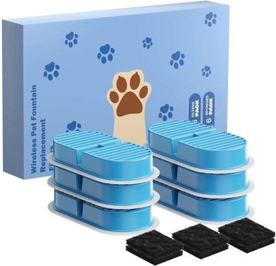 Fonte per Gatti a Batteria con 12 Filtri: Fonte per Gatti - Fonte per Acqua per Gatti - Filtrazione Multipla - Rimozione Impurità - 6 Filtri a Carbone Attivo + 6 Filtri a Schiuma
