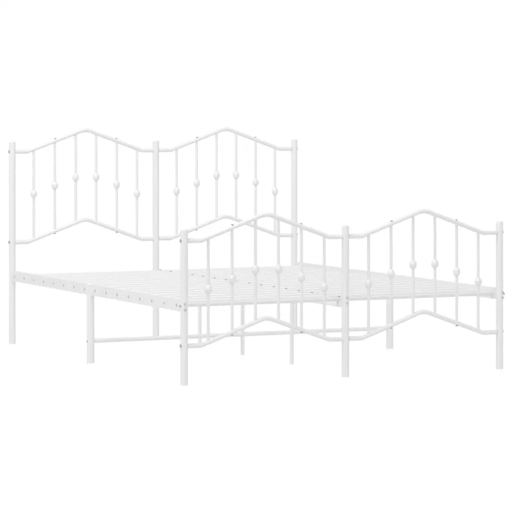 Giroletto con Testiera e Pediera-Struttura Letto Metallo Bianco 135x190 cm 480728