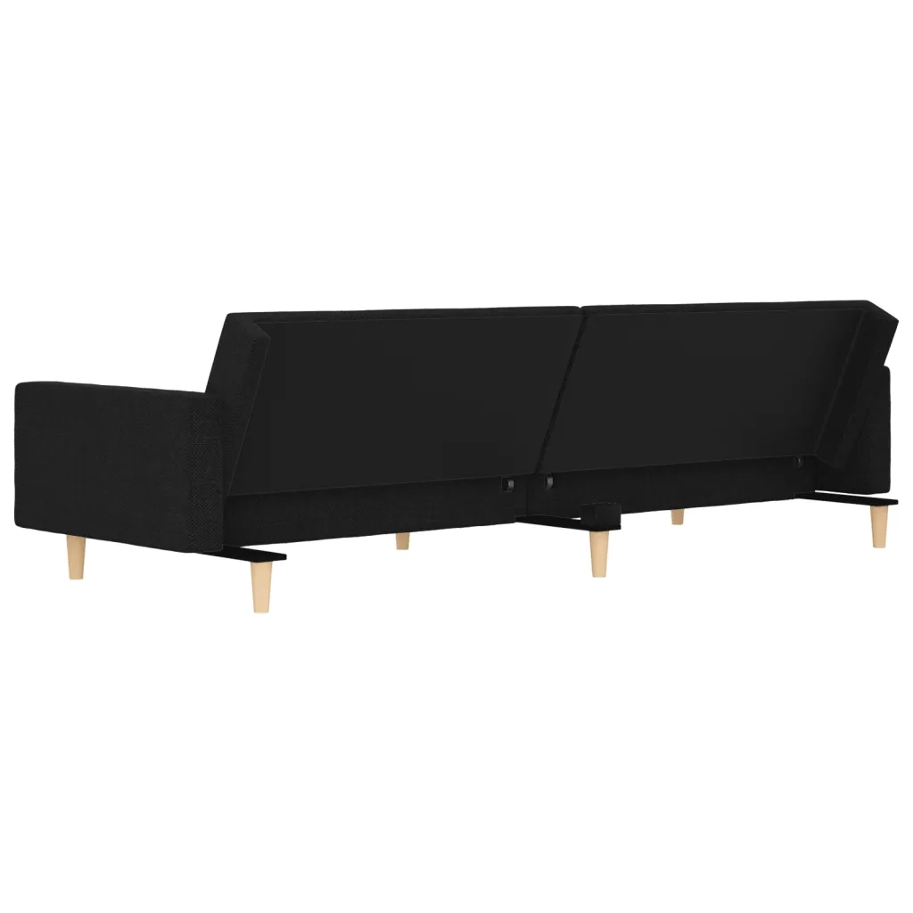 Divano Letto a 2 Posti con 2 Cuscini Nero in Tessuto 375801