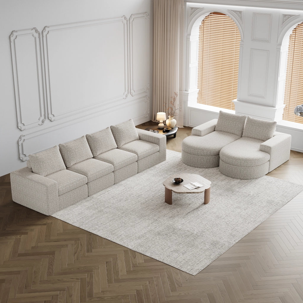 Divano Angolare Modulare con Chaise Longue ¨C MINIMAL ¨C Chenille, 2 Posti