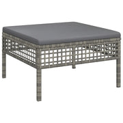 Poggiapiedi da Giardino con Cuscino in Polyrattan Grigio CFW5279166