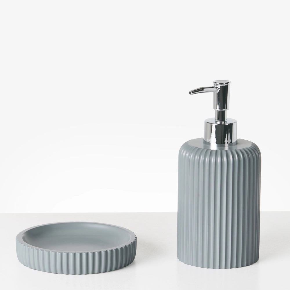 Set di 5 accessori in poliresina grigio chiaro per il bagno stile elegante semplice