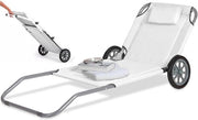 Beach Chair Opvougbile con Ruote e Regolazione in Acciaio e Tessuto Poliestere, Incluso Supporto Cervicale - Bianco.