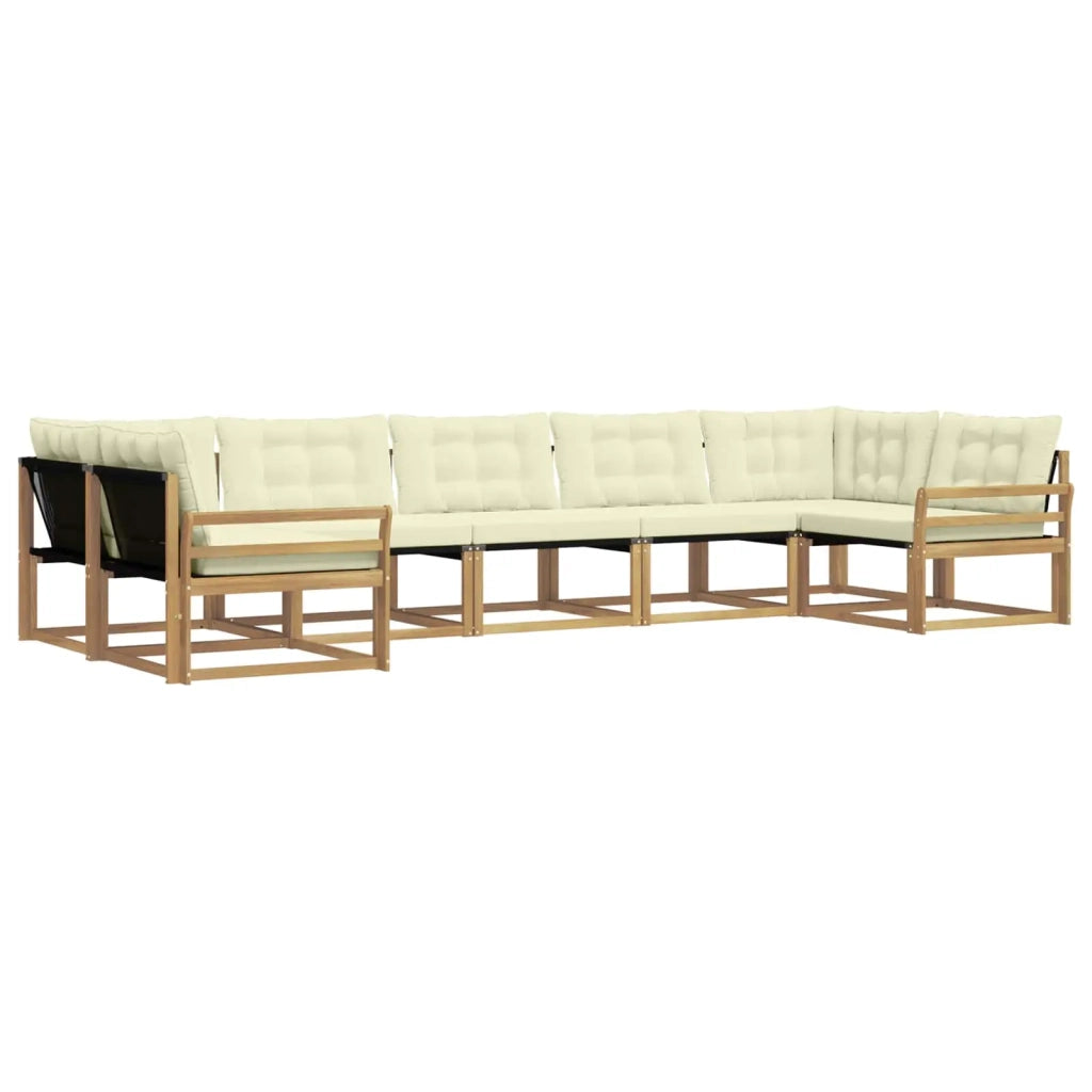 Set di divani da esterno con cuscino 7 pcs Bianco e Crema 3389044