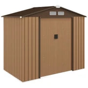 Casetta da Giardino Porta Utensili in Lamiera con Porte Scorrevoli, 213x130x185cm, Giallo
