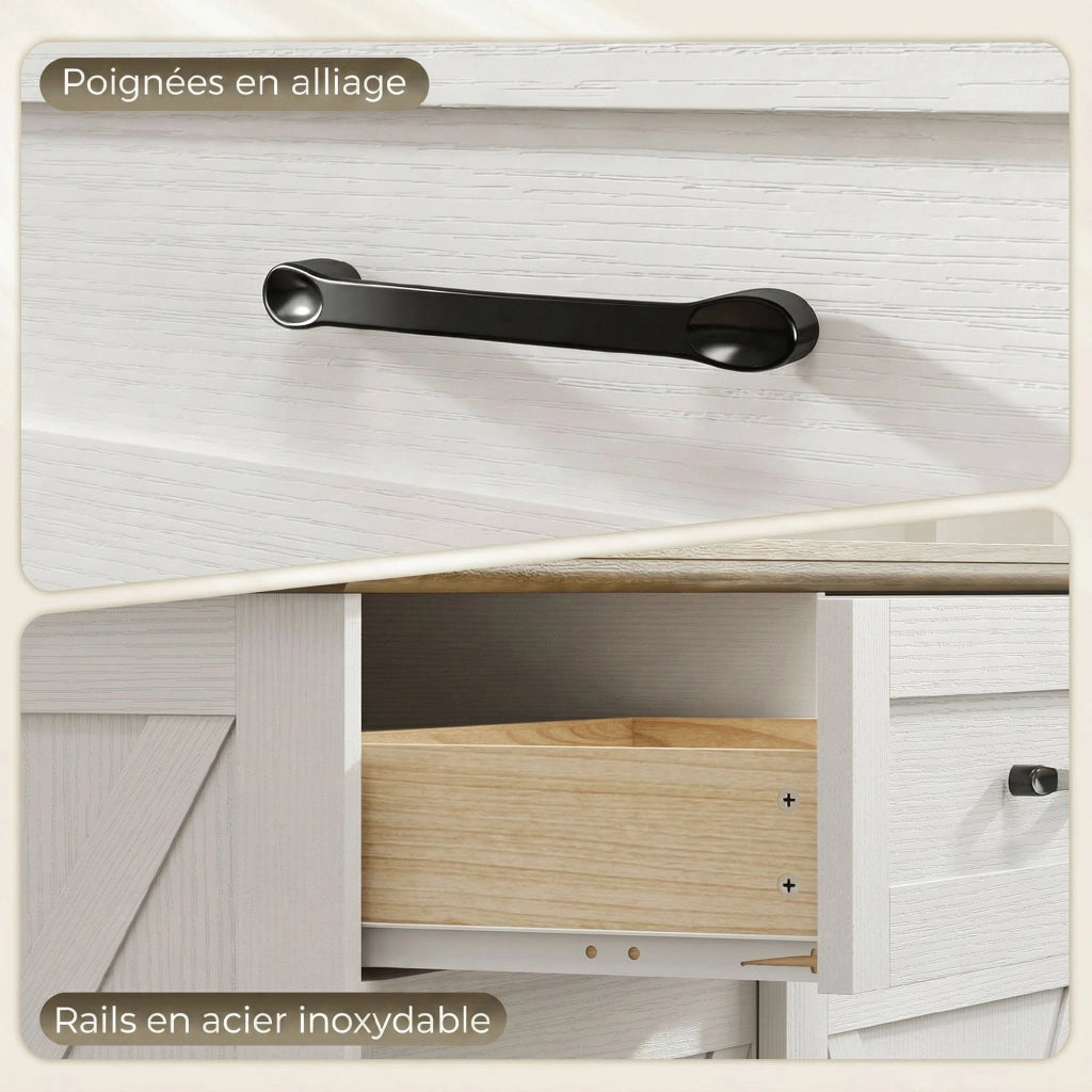 Mobile cucina isola centrale con 2 cassetti 2 ante scorrevoli ripiano regolabile ¨C Xylo ¨C Bianco