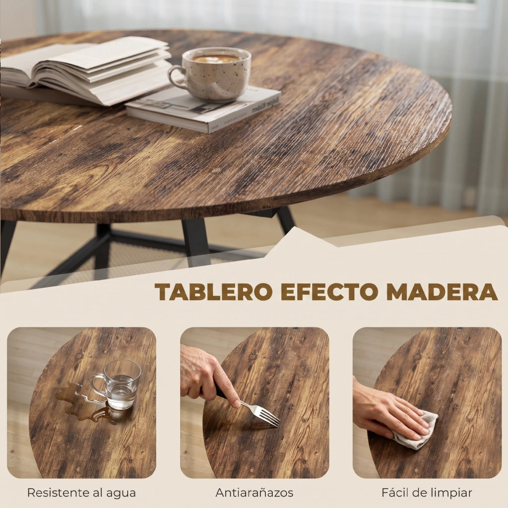 Tavolo da Pranzo Rotondo per 4 Persone ¨C zephmum ¨C Marrone ?100x76 cm
