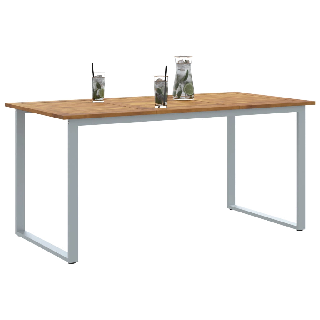 Tavolo da pranzo outdoor  Grigio 160x80x75 cm Acciaio e Legno Solid Acacia