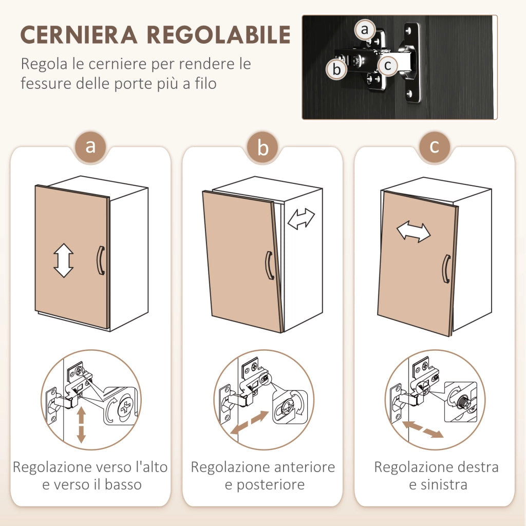 Mobile Dispensa da Cucina con 5 Ripiani Regolabili e 4 Ante ¨C Zephmum ¨C Nero, Legno, 60x30x170.5 cm