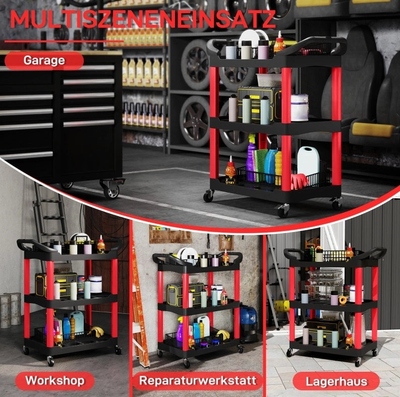 CARRELLO DA OFFICINA 83x43x97 cm Nero in plastica