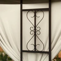 Gazebo da Giardino Rotondo Ø3m con Tende e Prese d'Aria in Metallo e Poliestere, Beige