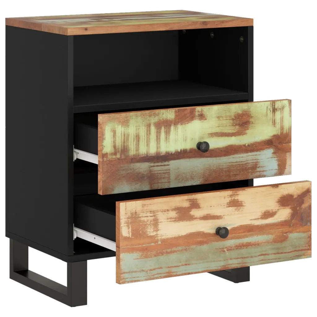 Comodino 50x33x62cm Legno Massello Recupero e Legno Multistrato 350666
